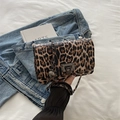 Piccola borsa quadrata retrò leopardata con chiusura a scatto in metallo e catena - Leopardo Marrone