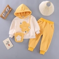 Girl's fleece tracksuit with hoodie and pants including a yellow sunflower bag - Earthy Yellow / 80cm