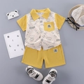 Conjunto de verano para niño de dos piezas con camisa de oso de dibujos animados - Blanco Roto / 90cm