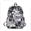 Trendy heren rugzak met zwart-wit graffiti prints en een unieke astronauten hanger - Grijs