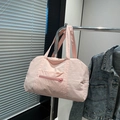 Borsa tote in nylon impermeabile rosa chiaro con zip a cuore e grande capacità - Rosa