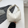 Borsa hobo intrecciata bianca minimalista in ecopelle con texture a trama - Bianco