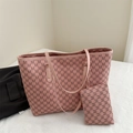 Sac fourre-tout rose avec motif monogramme M vintage et pochette assortie - Rose