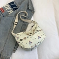Minimalist beige casual tote bag with cartoon elephant print and adjustable strap - Cartoon Elephant (Style 9)