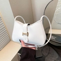 Sac à bandoulière blanc de style français avec boucle en H dorée et poignée élégante - Blanc