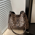 Bolso hobo con estampado de leopardo, asa con nudo elegante y gran capacidad - Marrón