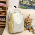 Zaino minimalista bianco e giallo con ricamo della lettera Y e grande capacità interna - Bianco