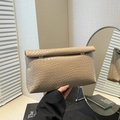 Khaki crocodile pattern envelope clutch bag with metal buckles for business women - Khaki