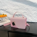 Roze glitter handtas met metalen gesp en verstelbare schouderband voor damesmode - Roze