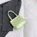 Piccola borsa tote verde chiaro minimalista in pelle PU con doppi manici corti - Verde