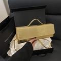 Chic metallic gold handbag with crocodile texture and shoulder strap for elegant women - Gold