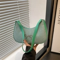 Mint green sequined hobo bag with a metallic bow detail and a chic shoulder strap - Green