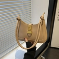 Schicke hellbraune Schultertasche aus Leder mit goldenen Beschlägen und Knotendetail - Khaki