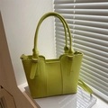 Minimalist lime green tote bag with adjustable strap and chic handle design - Green