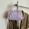 Sac à main violet à motif serpent avec breloque perle et bandoulière réglable - Violet