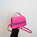 Quilted fuchsia shoulder bag with gold hardware and versatile crossbody strap - Rose Red