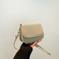 Chic beige tweed saddle bag with Fashion Trend logo and adjustable shoulder strap - Khaki