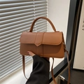 Borsa a tracolla rettangolare marrone con manico superiore arrotondato color kaki - Marrone
