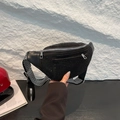 Sac banane noir à strass chic avec bandoulière géométrique et cristaux argentés brillants - Noir
