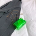 Chic transparent emerald green jelly crossbody bag with gold chain strap for women - Green