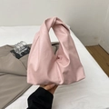 Minimalist Morandi pink pleated cloud bag with unique knotted handle for daily commute - Pink
