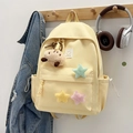 Hellgelber Nylon-Rucksack für Studenten mit bunten Stern-Anhängern und Bären-Anhänger - Ohne Anhänger / Gelb