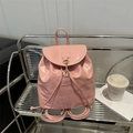 Zaino alla moda in pelle PU rosa con chiusura a coulisse e fibbia in metallo dorato - Rosa