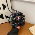 Borsa a secchiello con paillettes colorate con coulisse nera e tracolla in stile lifestyle - Colorato