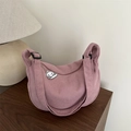 Sac croissant en velours côtelé rose avec pendentif chien mignon et sangle réglable - Rose
