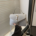 Silver glitter patchwork crossbody bag with gold hardware and top handle for women - Silver