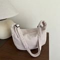 Sac fourre-tout en velours côtelé crème avec bandoulière réglable et fermeture éclair - Blanc Cassé