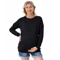 Sudadera de maternidad negra holgada con cremalleras de lactancia y manga larga - S / Negro