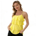 Bright yellow nursing camisole with triple-layered ruffles and thin spaghetti straps - S / Yellow