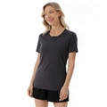 Detail of dark grey maternity nursing t-shirt with soft fabric and round neckline design - 2XL / Top Only / Dark Gray
