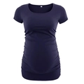 T-shirt premaman blu navy in modal con arricciature laterali per un fit confortevole - XS / Blu scuro