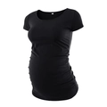 Dettaglio delle cuciture arricciate su una t-shirt premaman nera in tessuto modal - XS / Nero