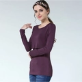 Detail of soft purple modal nursing top with a practical double-layer breastfeeding opening - S / Dark Red