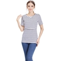T-shirt premaman a righe bianche e nere con fessure funzionali per l'allattamento - S / Righe Bianco Blu
