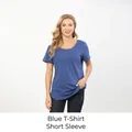 Detail view of a blue maternity nursing t-shirt made from comfortable soft cotton fabric - S / Blue