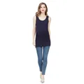 Detail of dark blue maternity tank top with stretch modal fabric for pregnant belly - S / Navy Blue