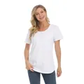 White short sleeve maternity nursing T-shirt for breastfeeding in a slim fit cotton style - S / White