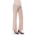 Pantalones de maternidad elásticos en beige con tejido plisado y soporte abdominal - 2XL / Color Piel