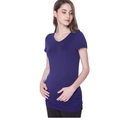 Slim fit V-neck maternity T-shirt with side ruching in a deep purple finish - XS / Dark Blue