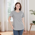 Short sleeve grey nursing t-shirt for women in soft cotton featuring a hidden zipper - S / Gray