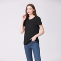 Short sleeve nursing t-shirt for pregnancy in black cotton with horizontal zipper - S / Black
