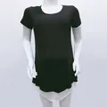 Camiseta de maternidad de manga corta, diseño de capas en blanco y negro para verano - S / Negro