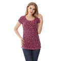 Dettaglio maglia allattamento rosa leopardata con maniche corte e cerniera laterale - S / Stampa leopardata
