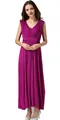 Vestido maxi de maternidad sin mangas color ciruela con cuello en V y cintura alta plisada - XS / Morado