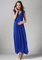Royal blue modal sleeveless maternity dress with V-neck and high waist for nursing women - Blue