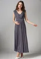 Vestido largo premamá gris oscuro sin mangas con cuello en V y pliegues de talle alto - XS / gris oscuro